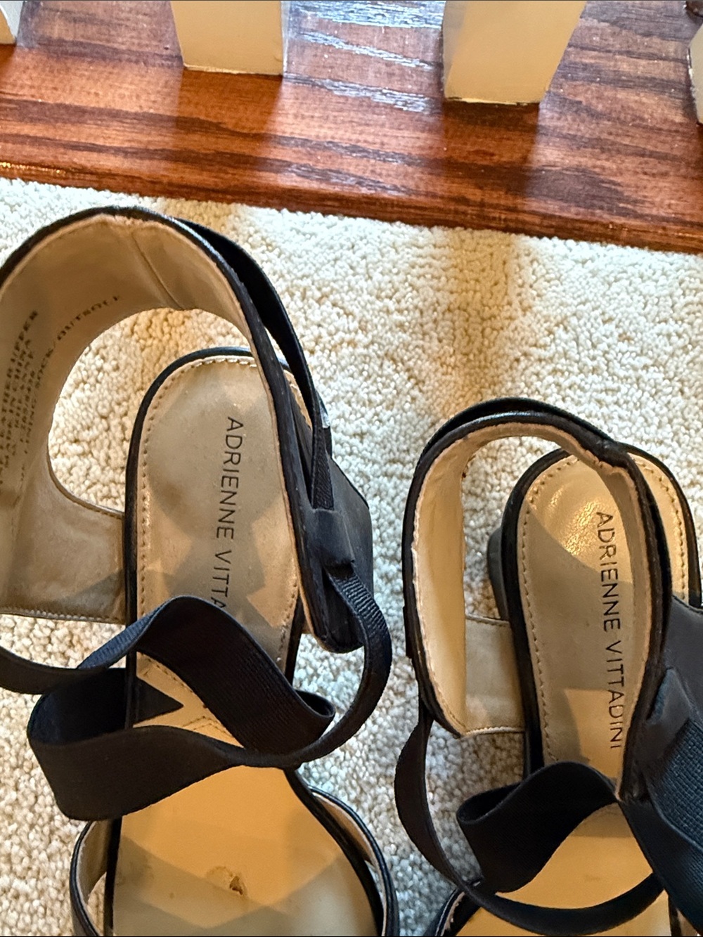 Adrienne Vittadini Black Elastic Strappy Sandals